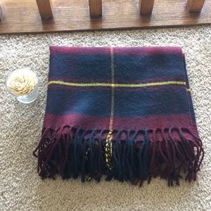 Abercrombie & Fitch Plaid Scarf - Burgundy and Navy